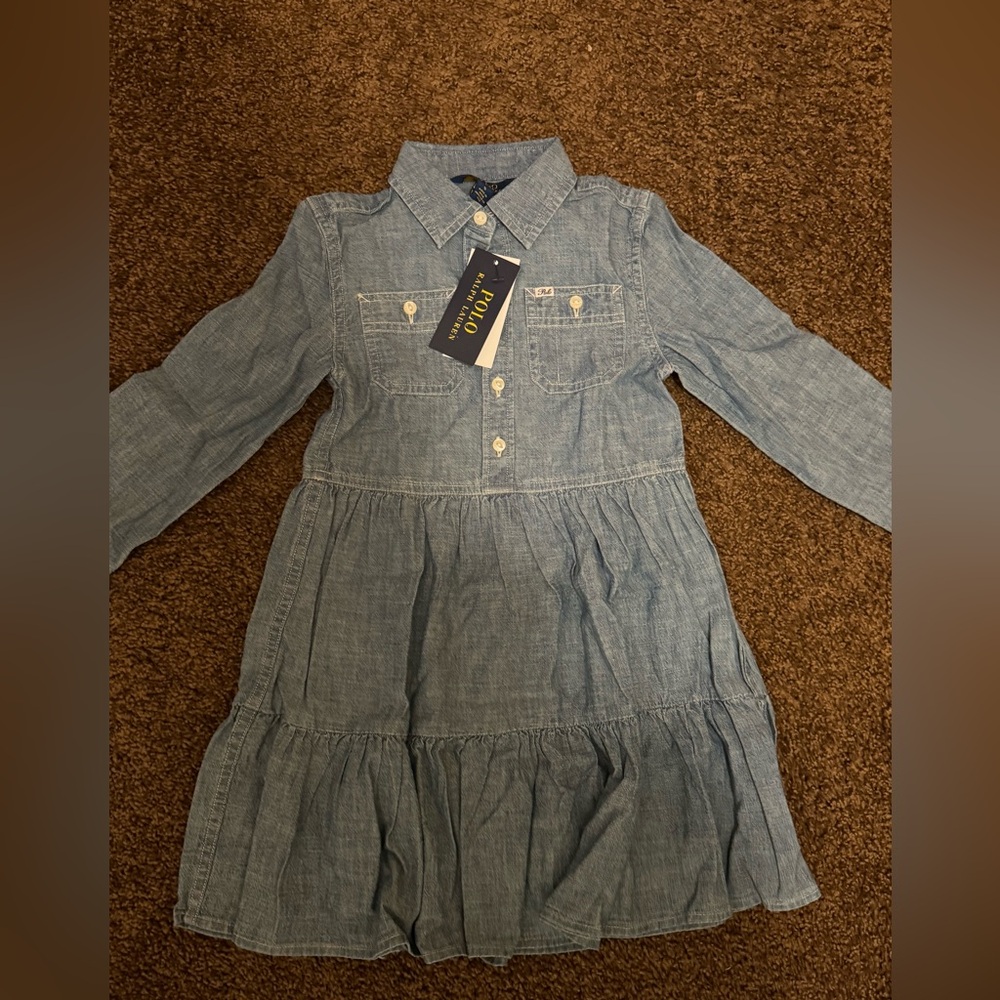 Ralph Lauren Toddler Girls Denim Dress Size 5 NWT